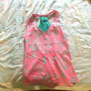 Fun hot pink & blue patterned tank. Top half is lined.